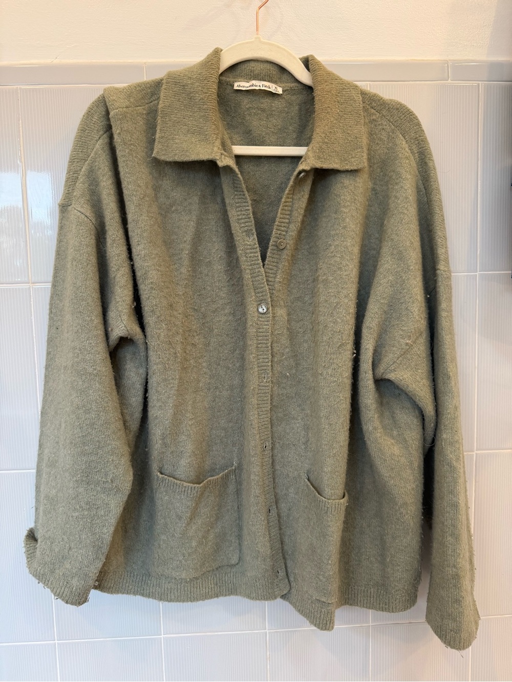 Abercrombie & Fitch Olive Green Button-Front Cardigan